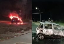 Carro pega fogo na estrada da Banana em Petrolina (PE)