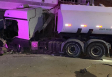 Caminhão tanque invade oficina mecânica às margens da BR-232 em Serra Talhada (PE)