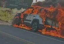 Carro pega fogo na BR-428 próximo a Lagoa Grande (PE)