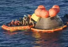 Tripulação da Nasa volta à Terra após dez dias em viagem na lua