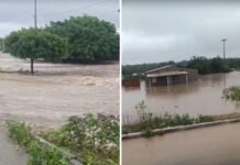 Fortes chuvas atingem distrito de Urimamã em Santa Maria da Boa Vista (PE)