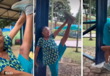 Idosa de 84 anos surpreende com flexibilidade em exercícios de academia