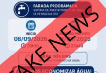 É falsa imagem que circula nas redes sociais sobre parada programada da Compesa; confira a informação com a data correta