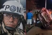 Tenente da Polícia Militar morre após carro capotar em Miguel Calmon, no Norte da Bahia