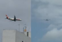 Turbina de avião pega fogo após decolagem no Aeroporto do Recife (PE)